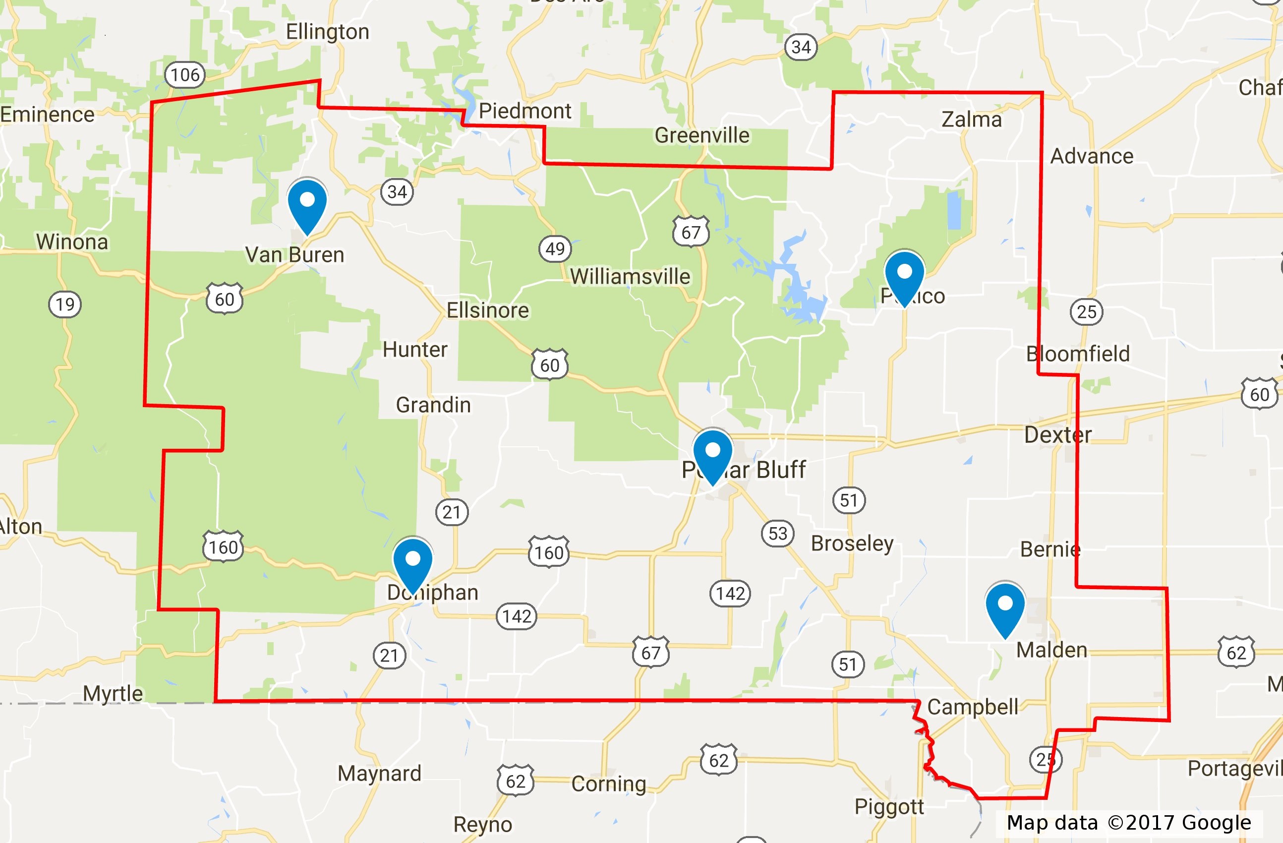 OBEC Service Area Map